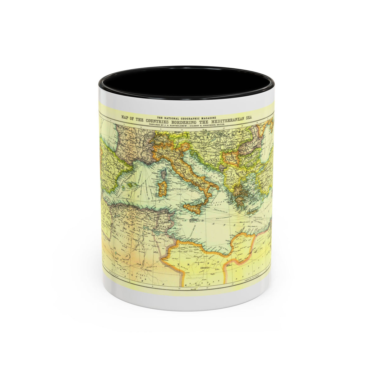 Mediterranean - Countries Bordering the (1912) (Map) Accent Coffee Mug