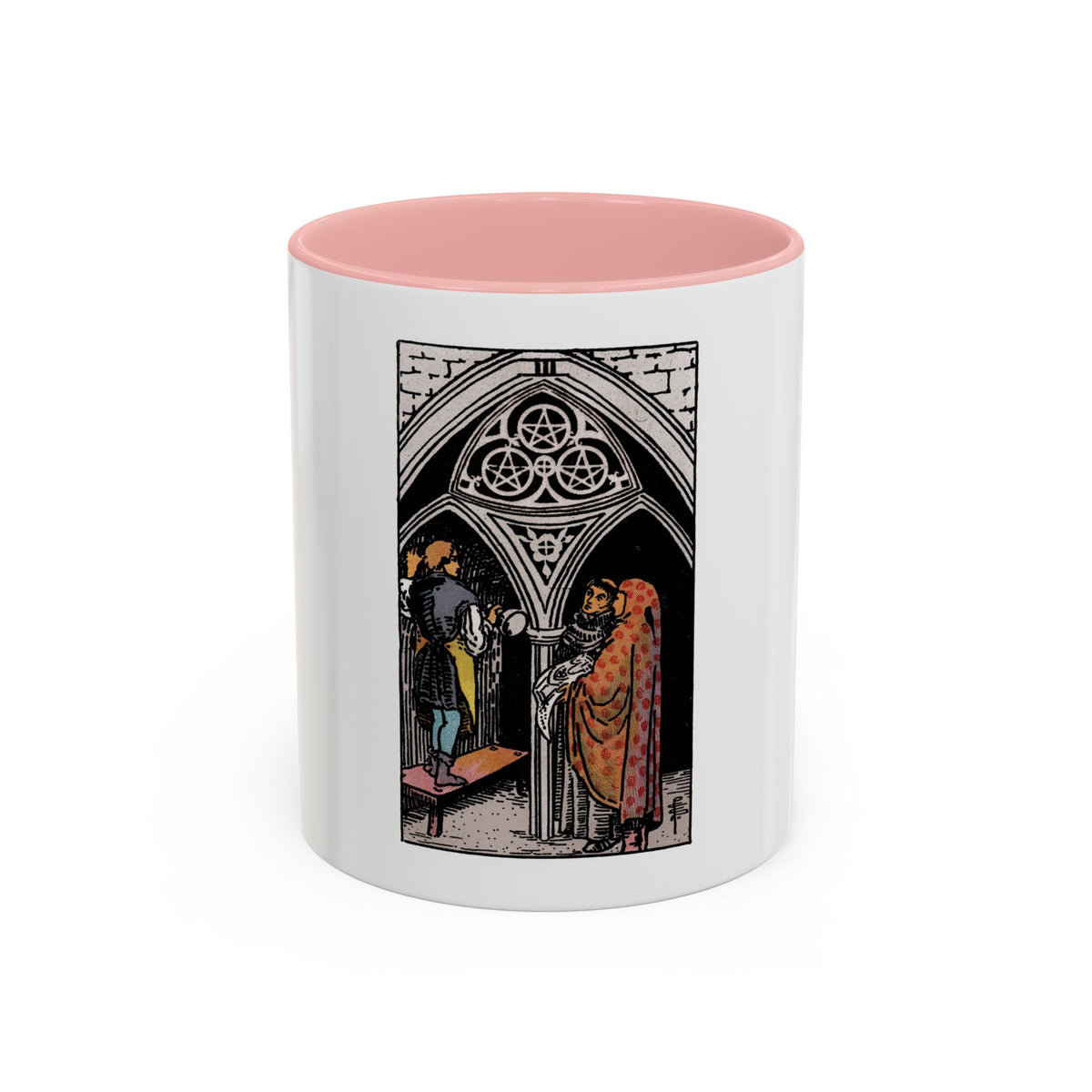 The 3 of Pentacles (Tarot Card) Accent Coffee Mug
