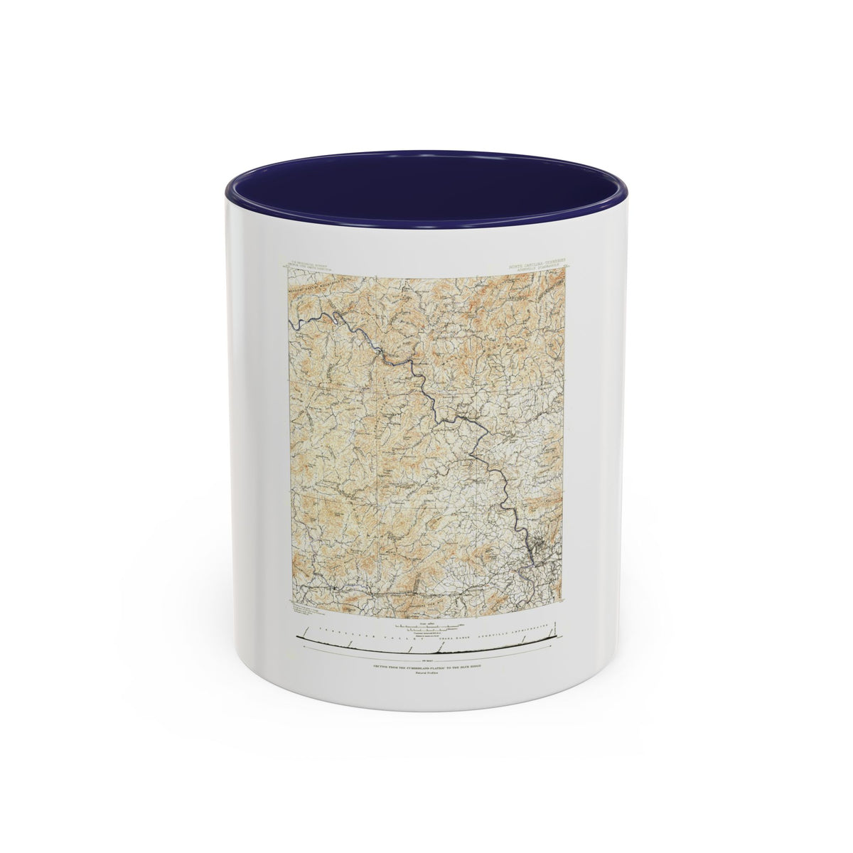 USA - North Carolina, Tennessee (1889) (Map) Accent Coffee Mug