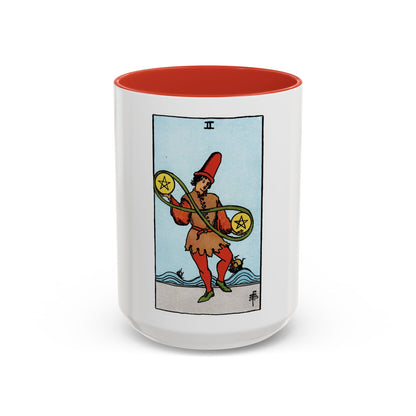 The 2 of Pentacles (Tarot Card) Accent Coffee Mug