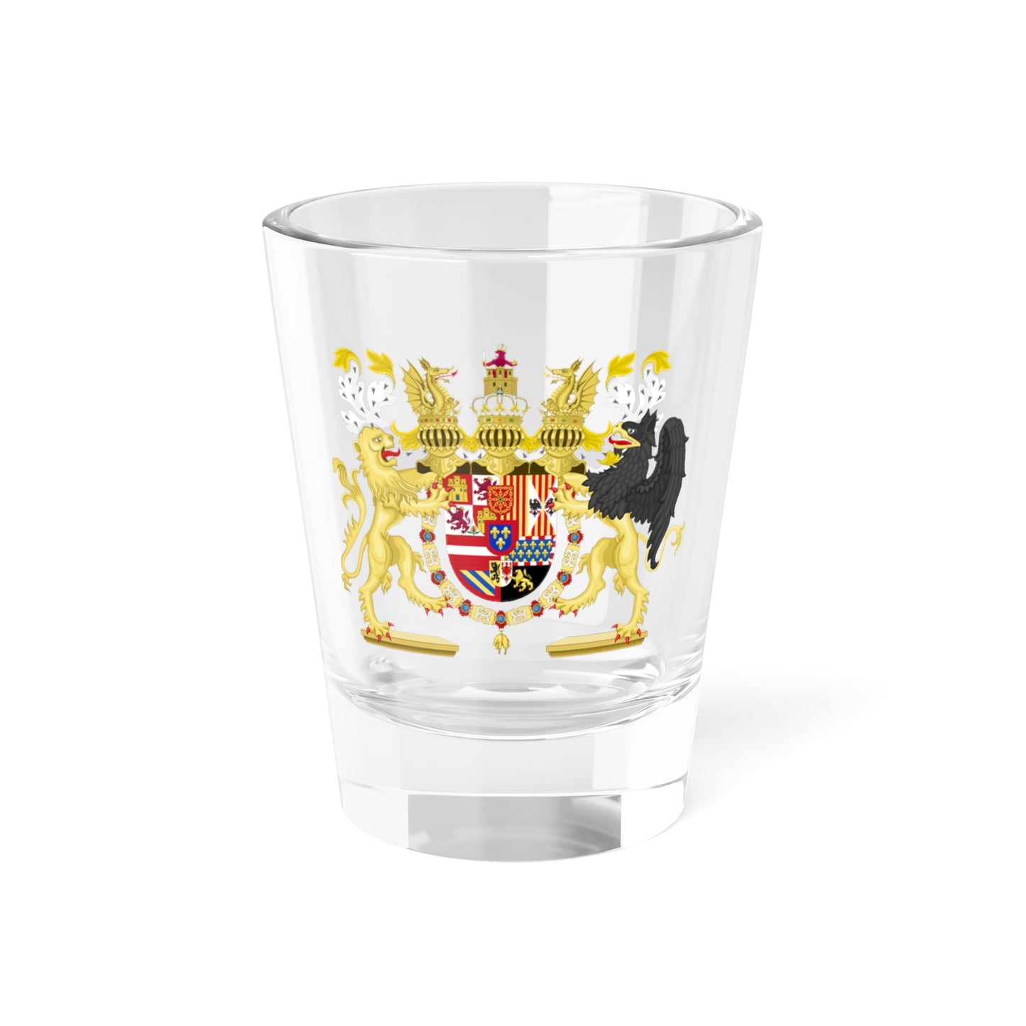 Full Ornamented Coat of Arms of Philip V of Spain with Navarre (Spain) (Coat of Arms) Shot Glass 1.5oz