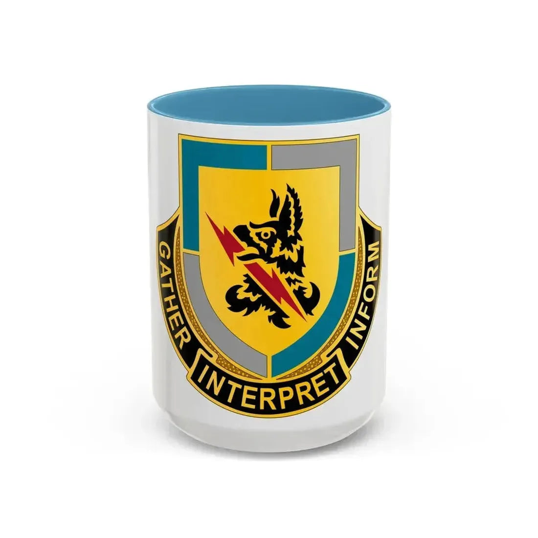 134 Military Intelligence Battalion (U.S. Army) Accent Coffee Mug 15oz Light Blue - Go Mug Yourself