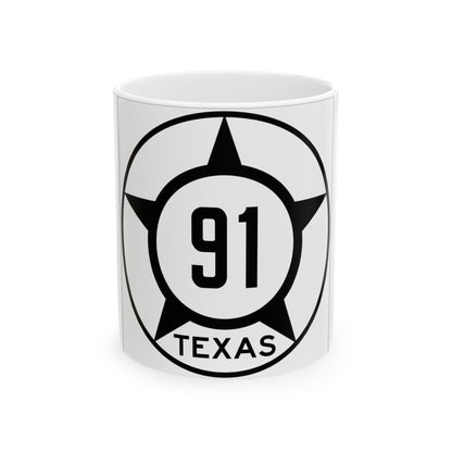 Old Texas 91 (Texas) (Road Sign) White Coffee Mug