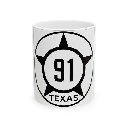 Old Texas 91 (Texas) (Road Sign) White Coffee Mug