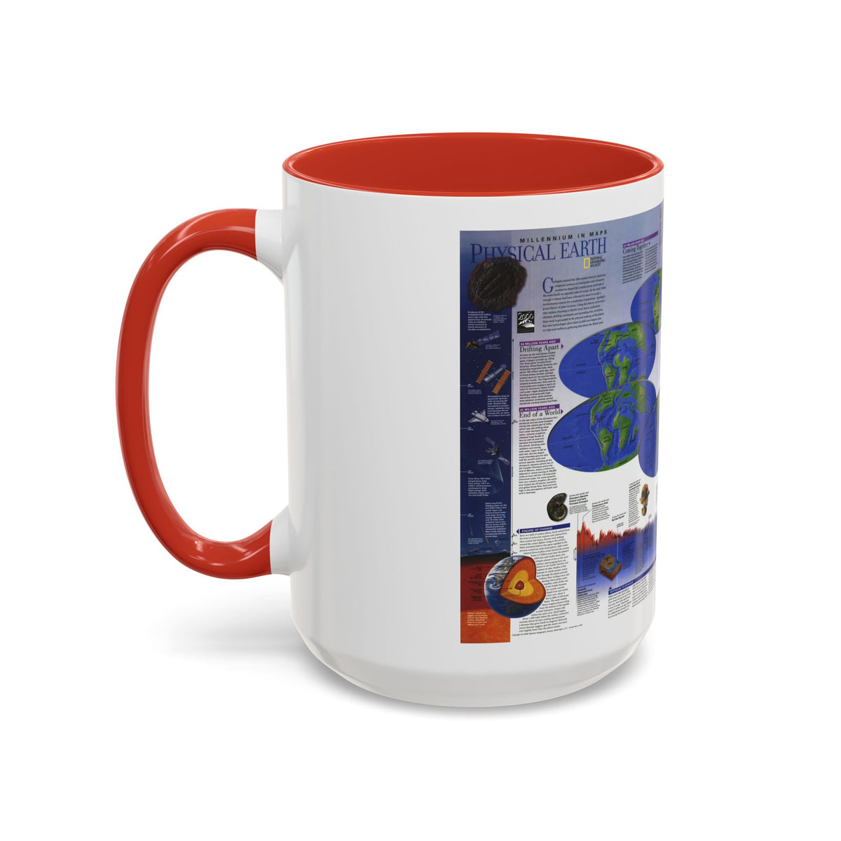 World Map - Physical Earth 2 (1998) (Map) Accent Coffee Mug