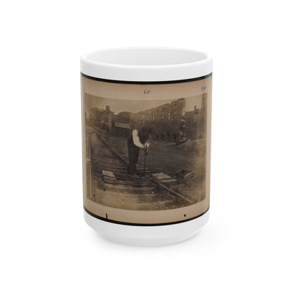 Railroad Construction Worker Straightening Track (U.S. Civil War) White Coffee Mug