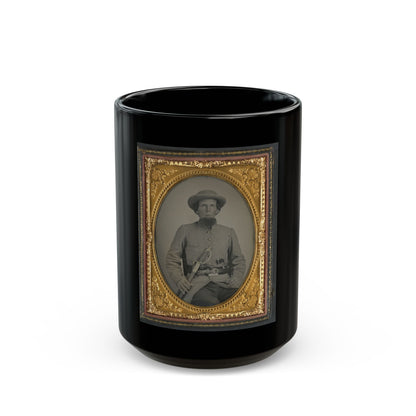 Unidentified Soldier In Confederate Uniform With Sword And Two Guns (U.S. Civil War) Black Coffee Mug