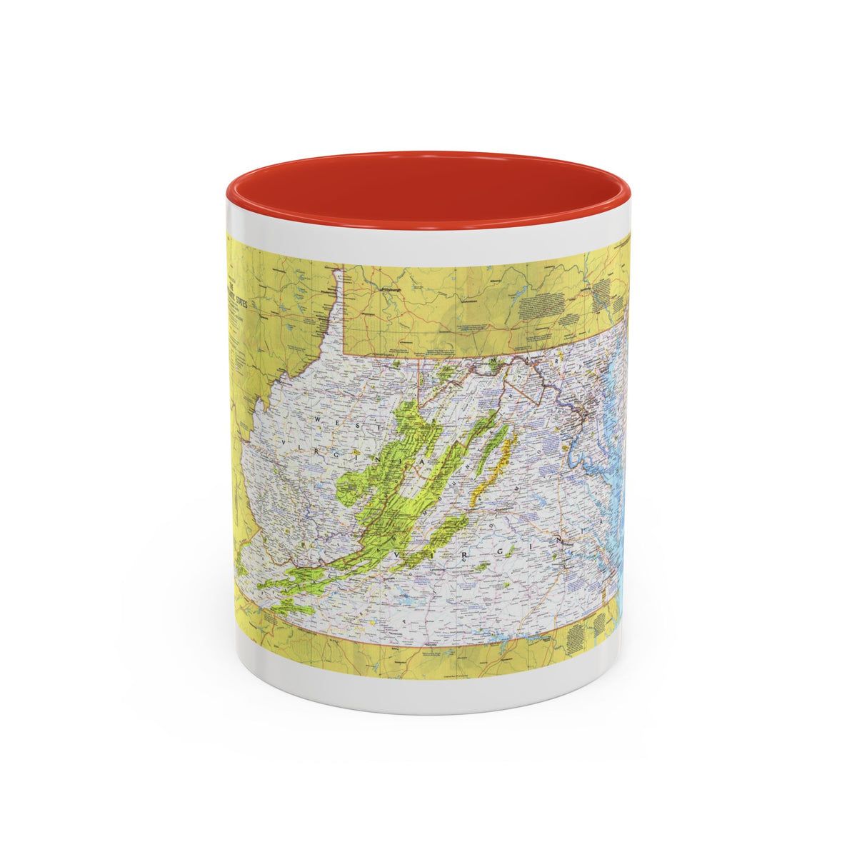 USA - Mid-Atlantic States 1 (1976) (Map) Accent Coffee Mug