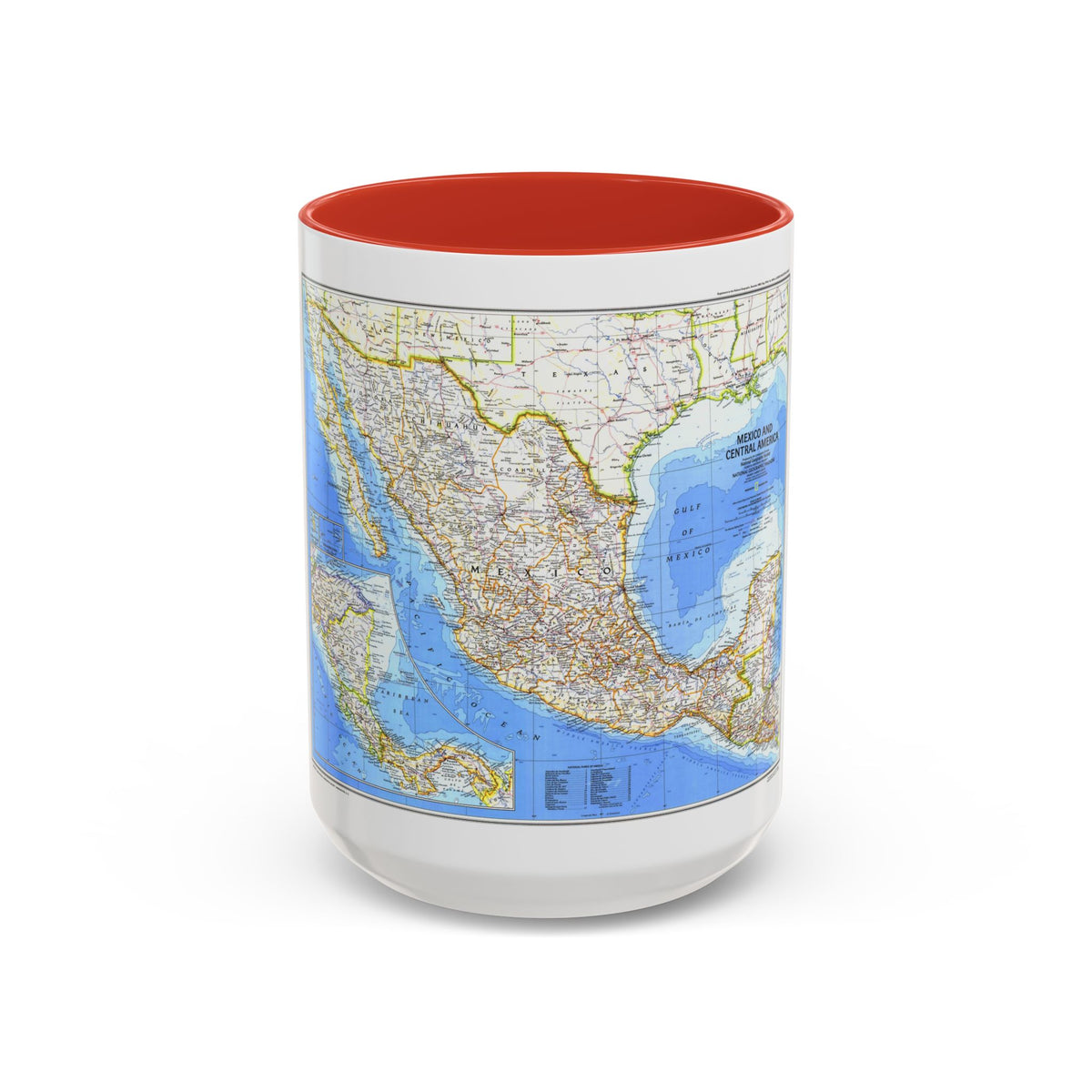 Central America & Mexico (1980) (Map) Accent Coffee Mug