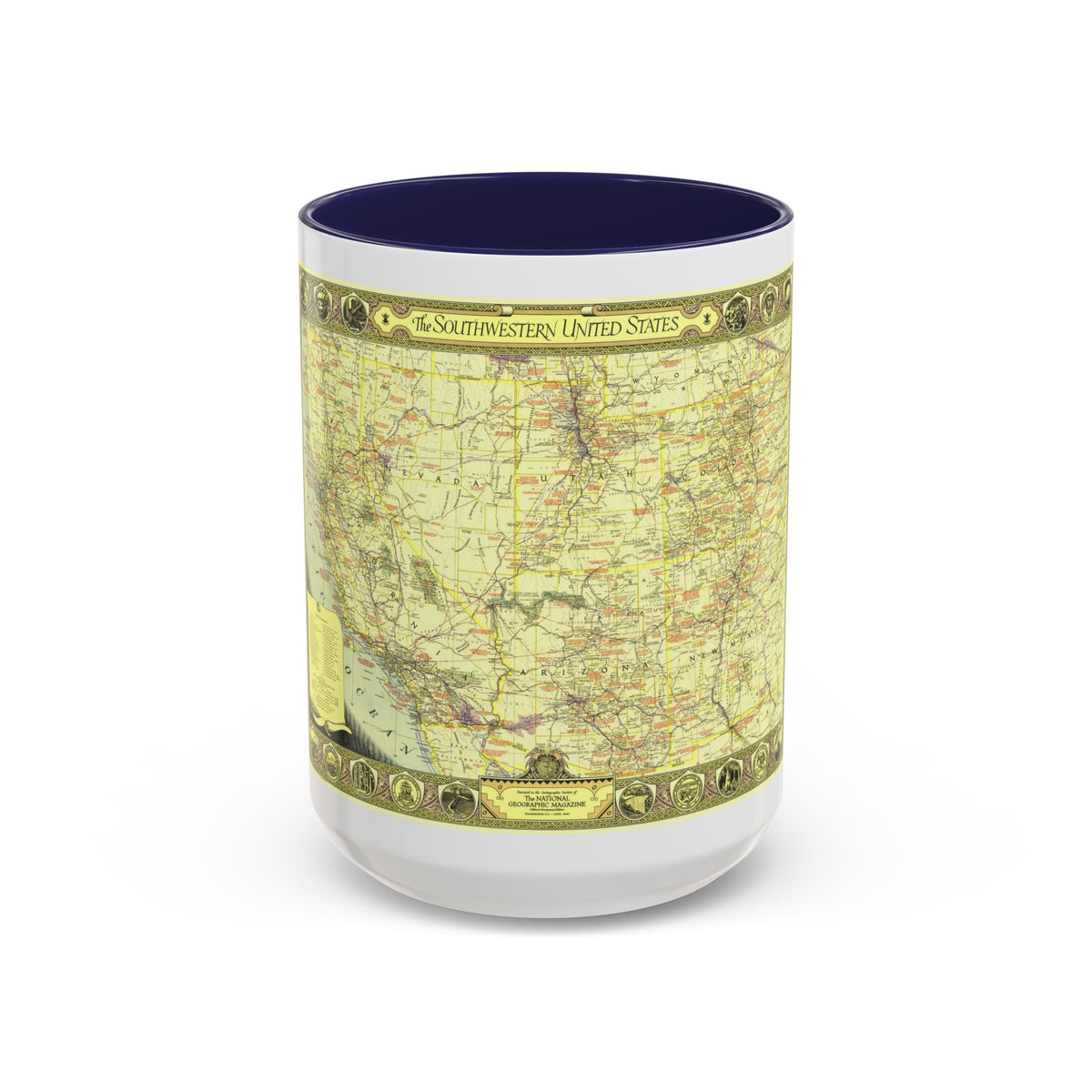 USA - Southwestern (1940) (Map) Accent Coffee Mug