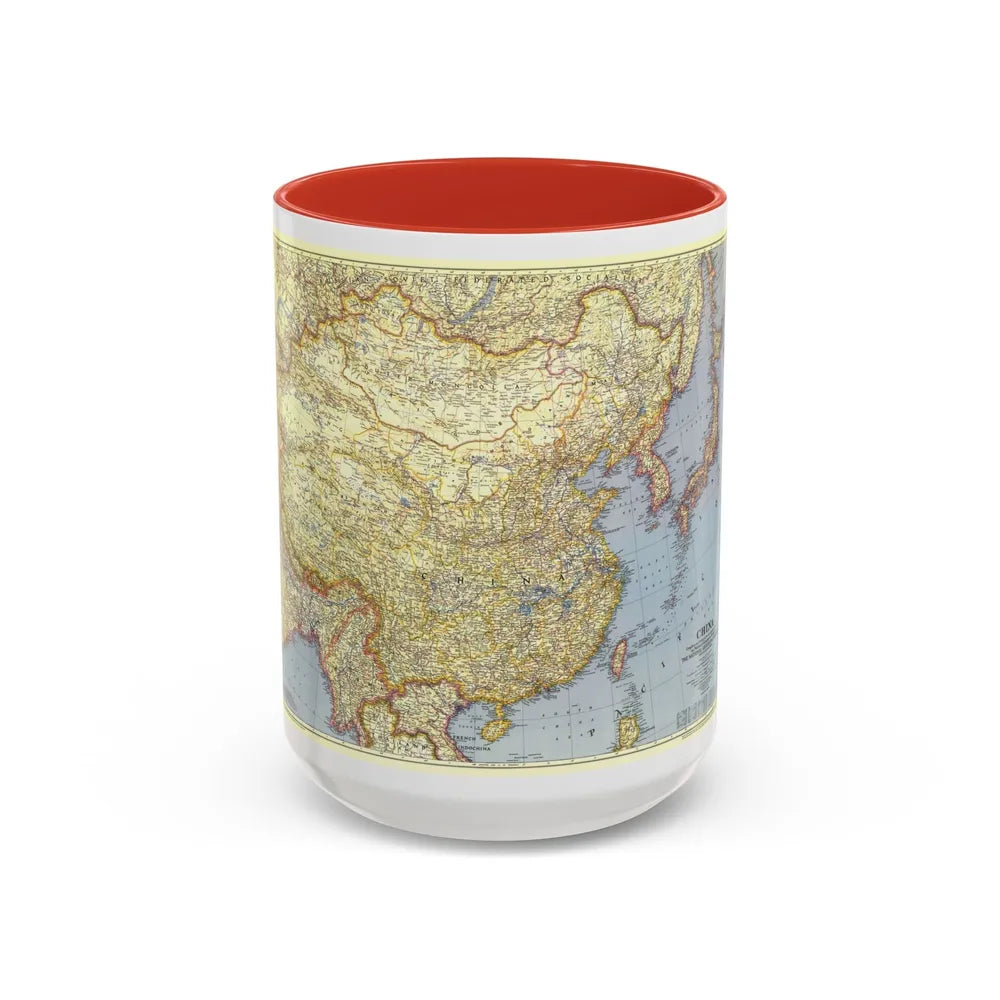 China (1945) (Map) Accent Coffee Mug-15oz-Red-Go Mug Yourself