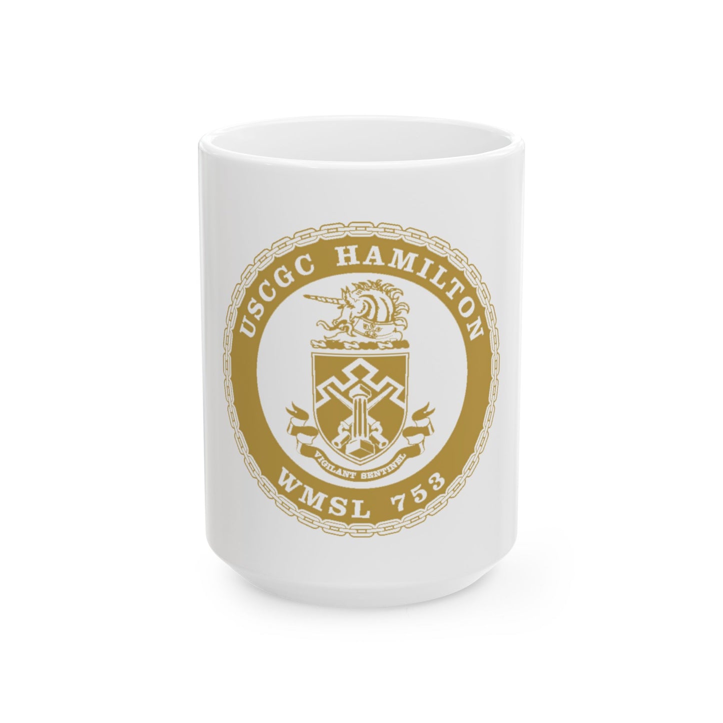 USCGC Hamilton WMSL 753 GOLD (U.S. Coast Guard) White Coffee Mug