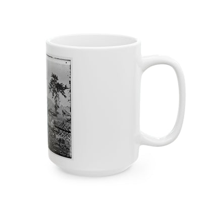 Atlanta, Ga. Chevaux-De-Frise On Marietta Street; Photographic Wagons And Darkroom Beyond (U.S. Civil War) White Coffee Mug