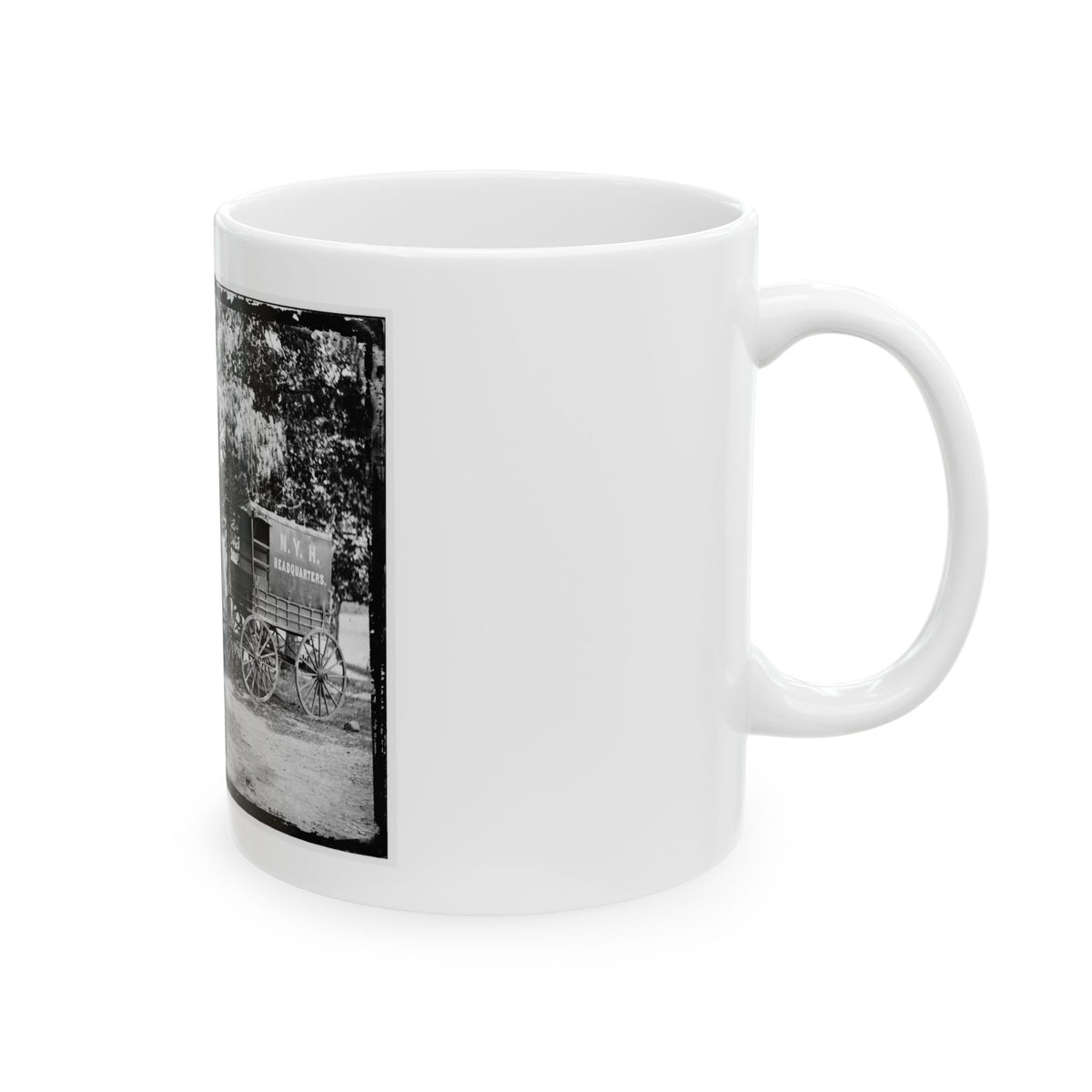 Bealeton, Va. Group At Tent And Wagon Of The New York Herald (U.S. Civil War) White Coffee Mug
