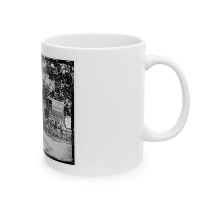 Bealeton, Va. Group At Tent And Wagon Of The New York Herald (U.S. Civil War) White Coffee Mug