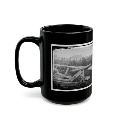 Yorktown, Va. Confederate Naval Gun; In Background Is Nelson Church, Used As A Hospital (U.S. Civil War) Black Coffee Mug