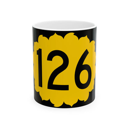 K-126 (Kansas) (Road Sign) White Coffee Mug