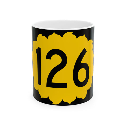 K-126 (Kansas) (Road Sign) White Coffee Mug