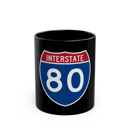 Navy and red US Interstate 80 route shield in flat vector style, with INTERSTATE in white across the red top band.