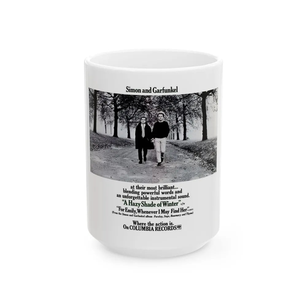 Simon and Garfunkel 1966 (Music Poster) White Coffee Mug-15oz-Go Mug Yourself