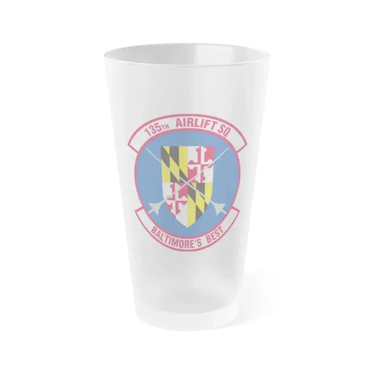 135 Airlift Squadron (U.S. Air Force) Frosted Pint Glass 16oz 16oz Frosted - Go Mug Yourself