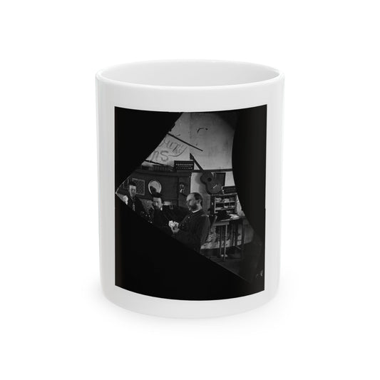 Quarters Of Dr. David Mckay (Army Of The James), Interior View Withi Men Playing Cards (U.S. Civil War) White Coffee Mug