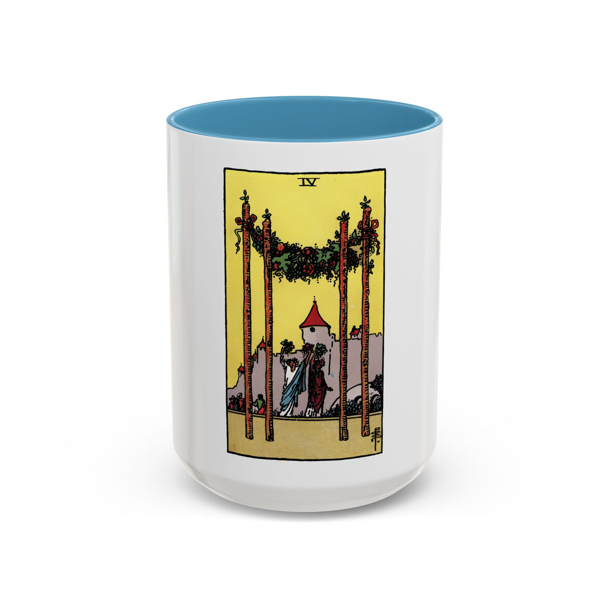 The 4 of Wands (Tarot Card) Accent Coffee Mug
