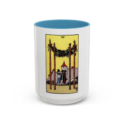 The 4 of Wands (Tarot Card) Accent Coffee Mug