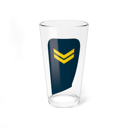 Navy military shoulder board with an irregular lower edge and two stacked gold chevrons in its upper half.