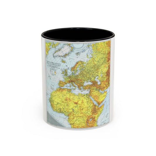 Europe, Africa, and Western Asia - Theater of War (1942) (Map) Accent Coffee Mug