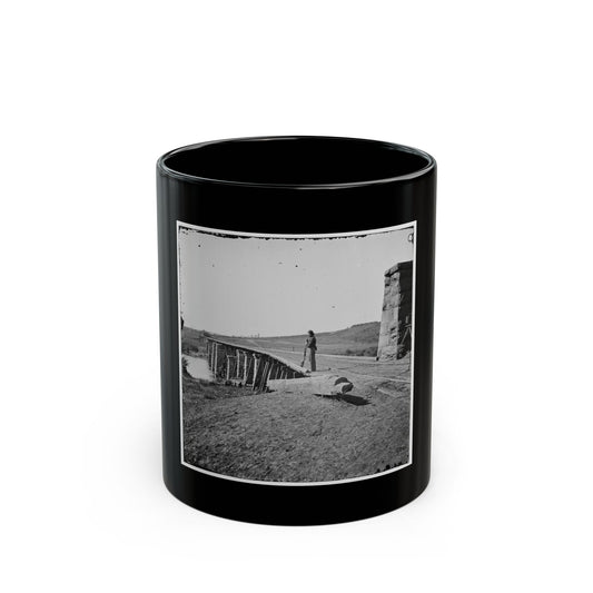 Knoxville, Tenn., Vicinity. Bridge At Strawberry Plains, 20 Miles Northeast Of Knoxville; Camera On Tripod At Right (U.S. Civil War) Black Coffee Mug