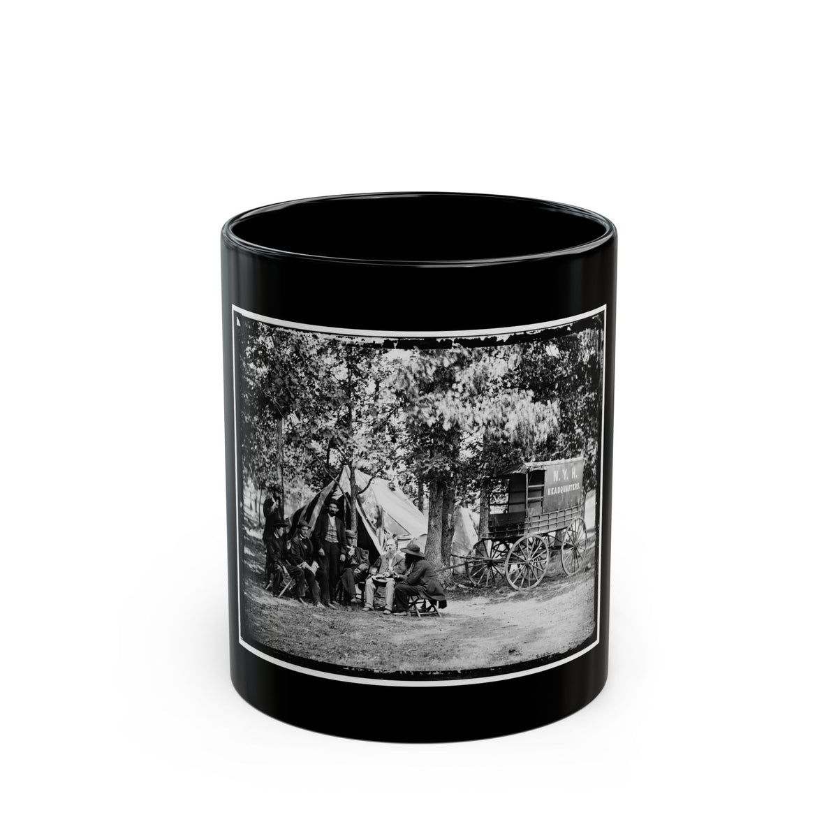 Bealeton, Va. Group At Tent And Wagon Of The New York Herald (U.S. Civil War) Black Coffee Mug