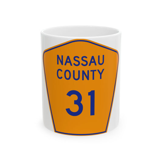 Nassau County 31 NY (New York) (Road Sign) White Coffee Mug