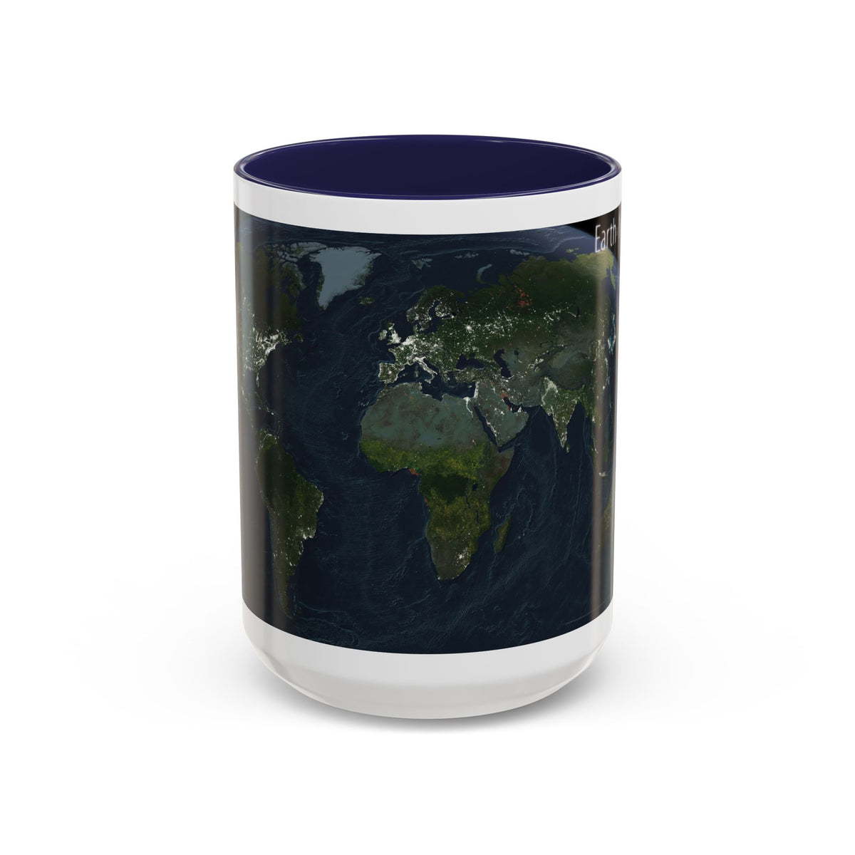 World Map - Earth at Night (2004) (Map) Accent Coffee Mug