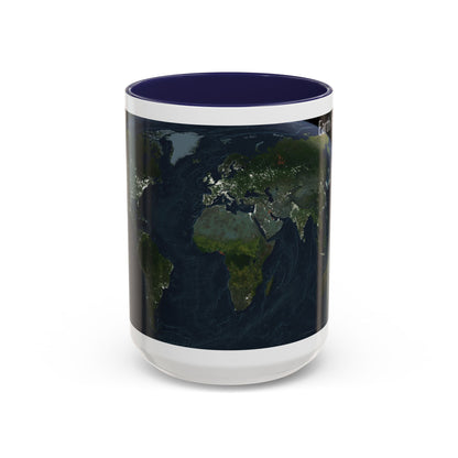 World Map - Earth at Night (2004) (Map) Accent Coffee Mug