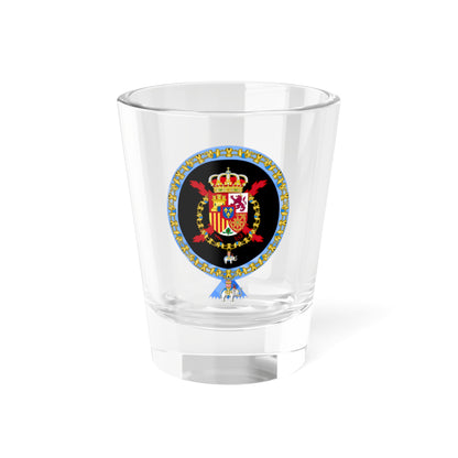 Coat of Arms of Juan Carlos I of Spain Order of the Elephant Variant (Denmark) (Coat of Arms) Shot Glass 1.5oz