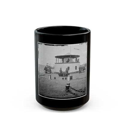 Charleston Harbor, S.C. Deck And Officers Of U.S.S. Monitor Catskill; Lt. Comdr. Edward Barrett Seated On The Turret (U.S. Civil War) Black Coffee Mug