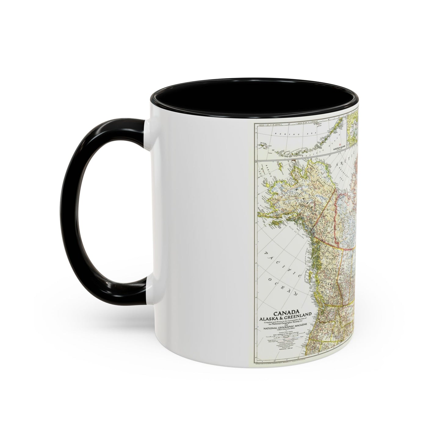 North America - Canada, Alaska, Greenland (1947) (Map) Accent Coffee Mug