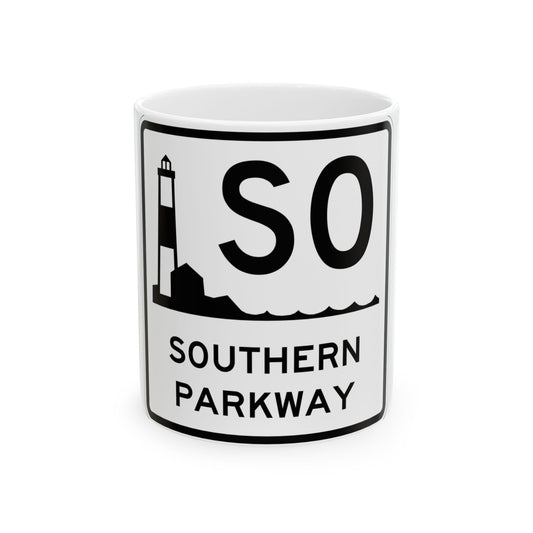 Southern Pkwy Shield (New York) (Road Sign) White Coffee Mug