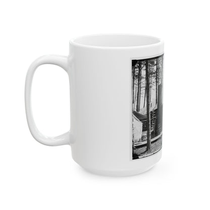 Brandy Station, Va. Officers In Front Of Winter Quarters At Army Of The Potomac Headquarters (U.S. Civil War) White Coffee Mug