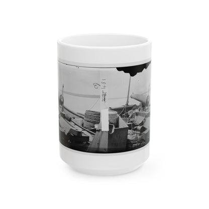 James River, Va. Bow Of Confederate Gunboat Teaser, Lt. Hunter Davidson, Captured By U.S.S. Maratanza On July 4, 1862 (U.S. Civil War) White Coffee Mug