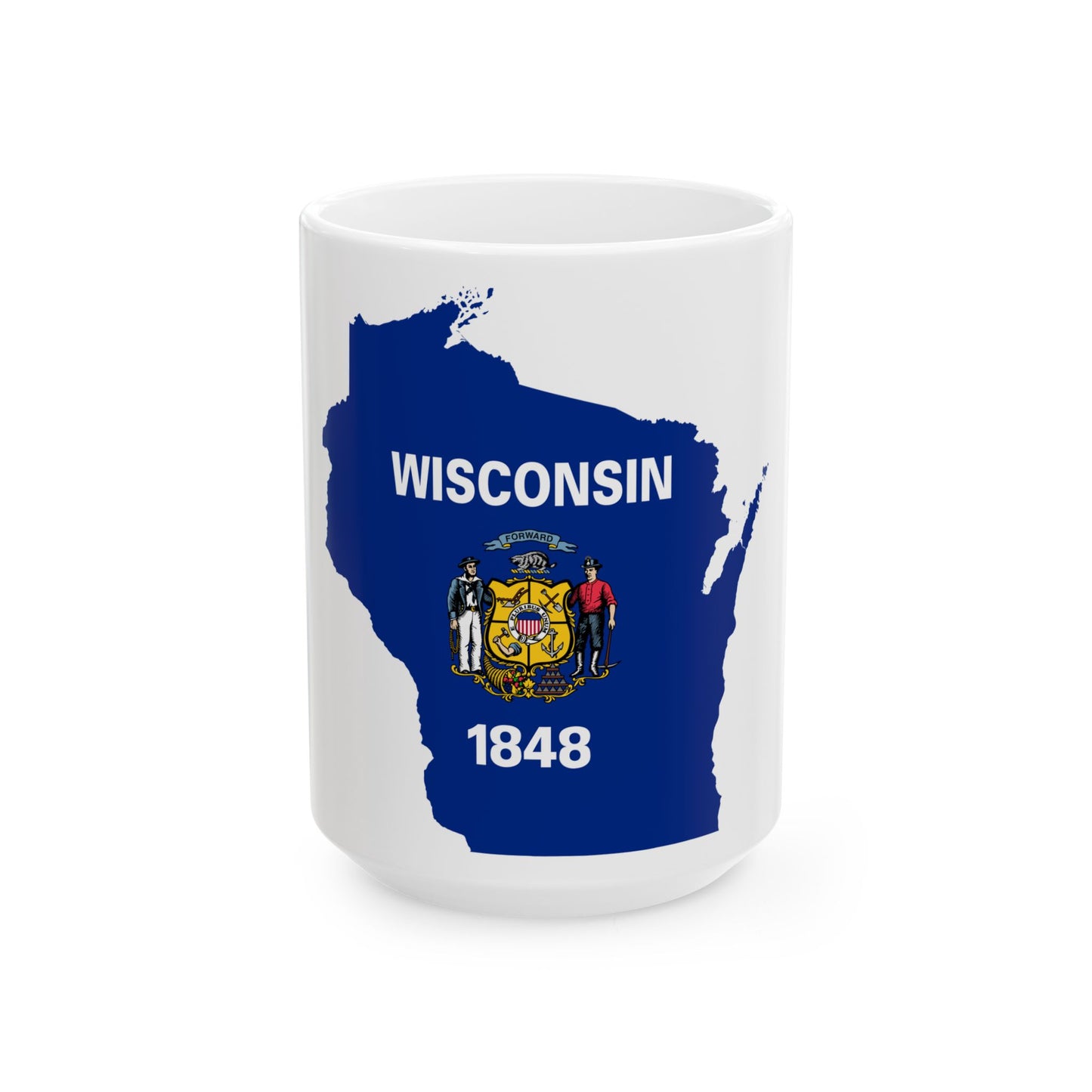 Flag map of Wisconsin (United States) White Coffee Mug