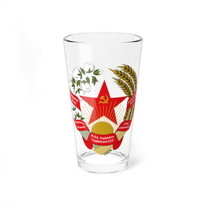 The coat of arms of the Tajik SSR 1938-28.09.1940 (Soviet Union) (Coat of Arms) Pint Glass 16oz