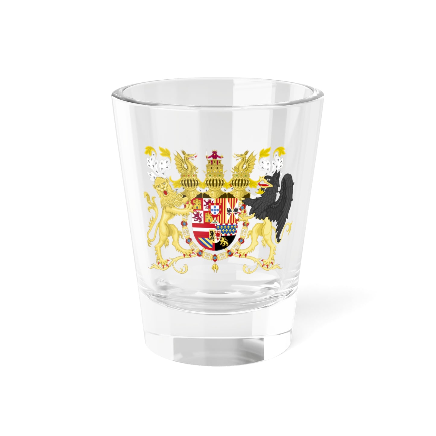 Full Ornamented Coat of Arms of Spanish House of Austria 1580-1668 (Spain) (Coat of Arms) Shot Glass 1.5oz
