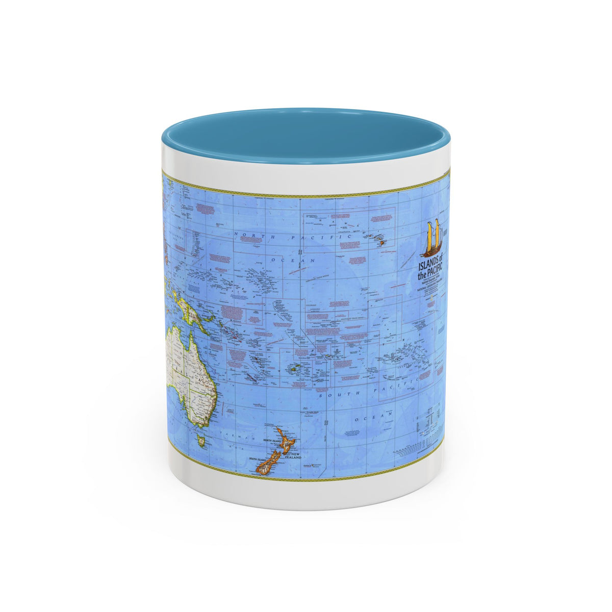 Pacific - Islands of the (1974) (Map) Accent Coffee Mug