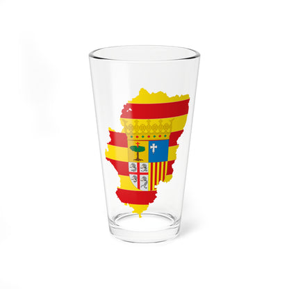Flag map of Aragon (Spain) Pint Glass 16oz