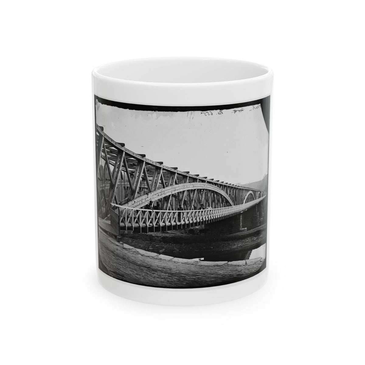 Washington, D.C. Chain Bridge Over The Potomac; Chesapeake And Ohio Canal In Foreground (U.S. Civil War) White Coffee Mug