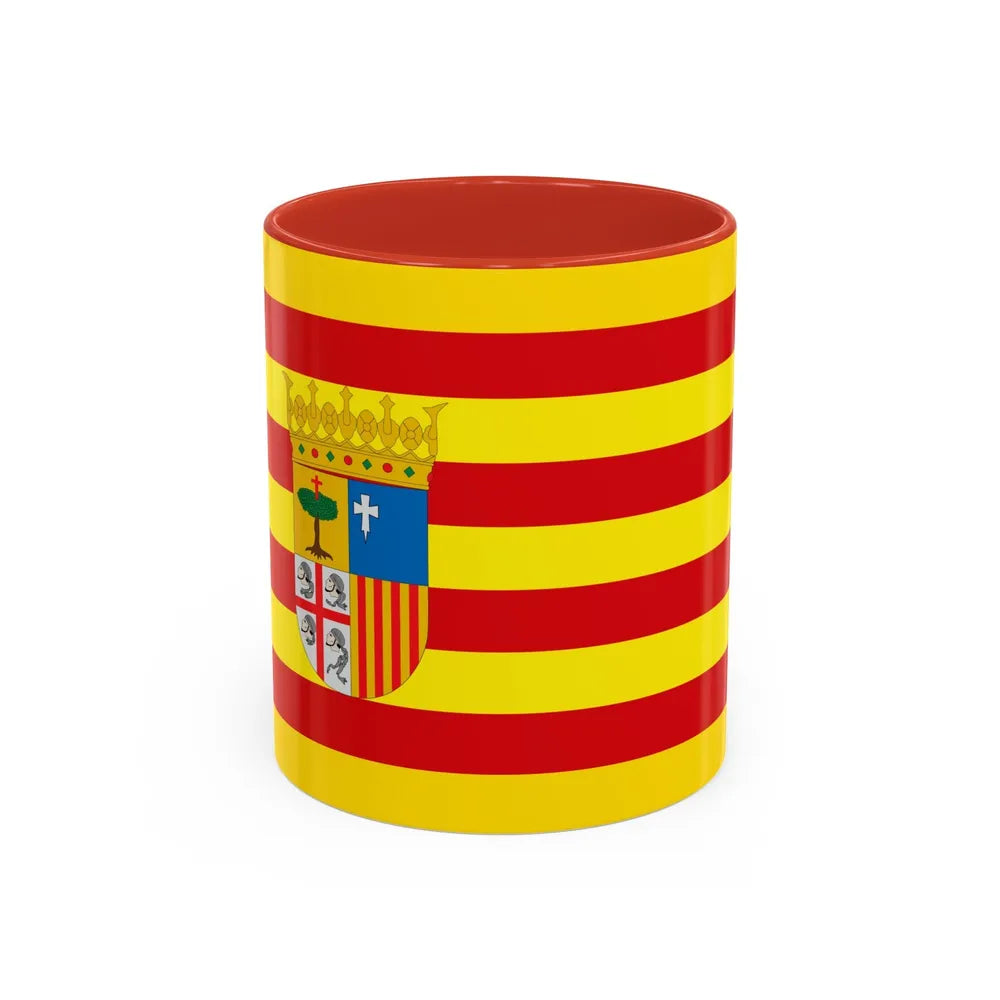 Flag of Aragon Spain - Accent Coffee Mug-11oz-Red-Go Mug Yourself