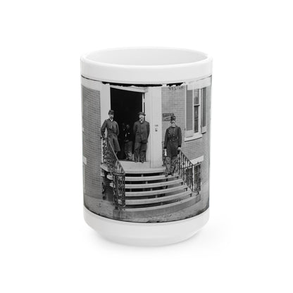 Washington, D.C. Gen. William Hoffman, Commissary General Of Prisoners (At Right) And Staff On Steps Of Office, F. St. At 20th Nw (U.S. Civil War) White Coffee Mug