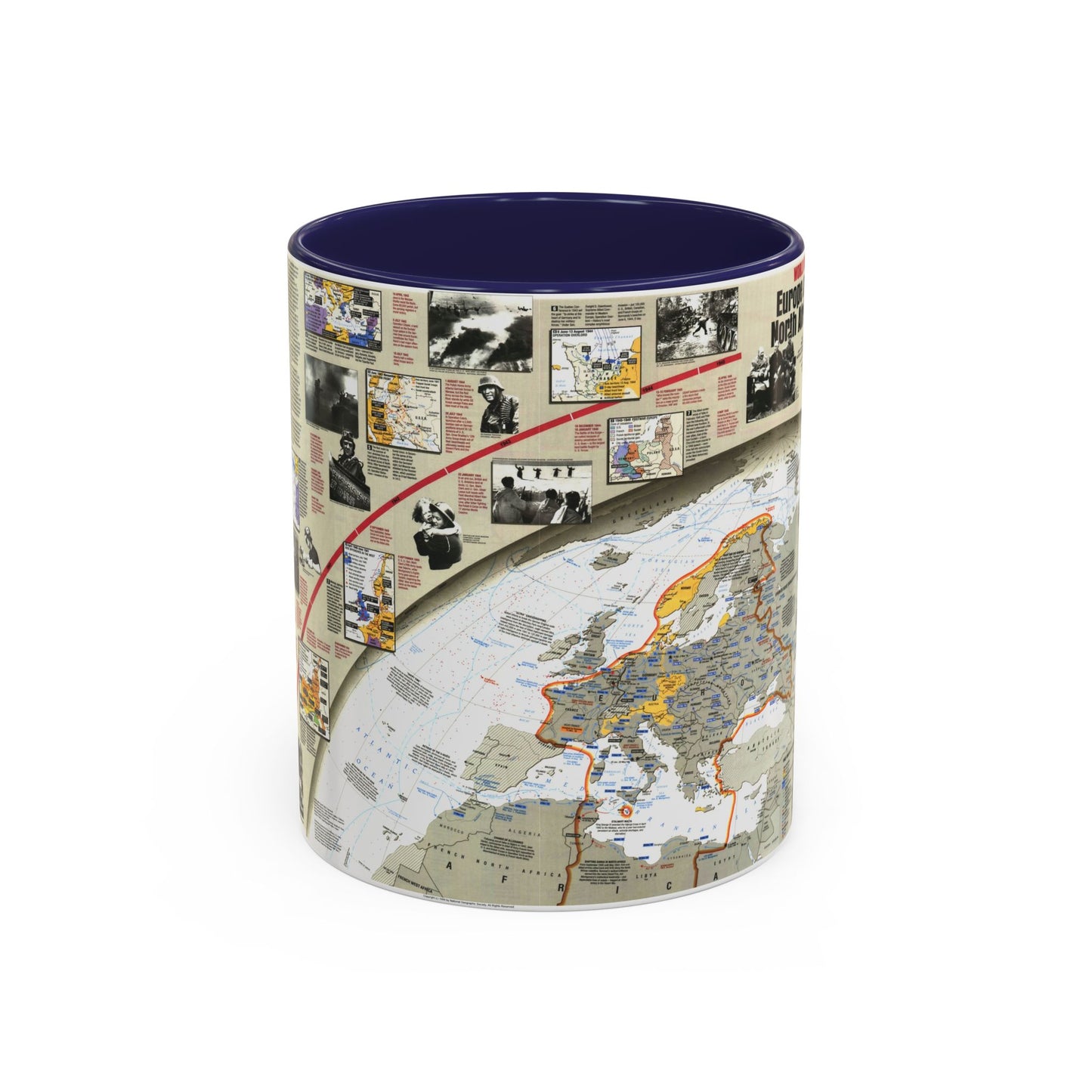 World War II- Europe and North Africa (1991) (Map) Accent Coffee Mug